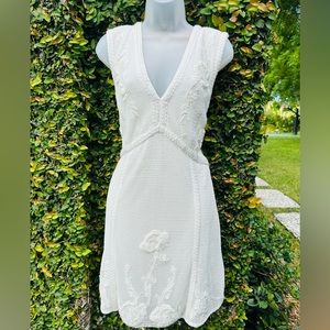 Not So Serious for Anthropologie 🤍white crochet knit and beaded mini 🤍